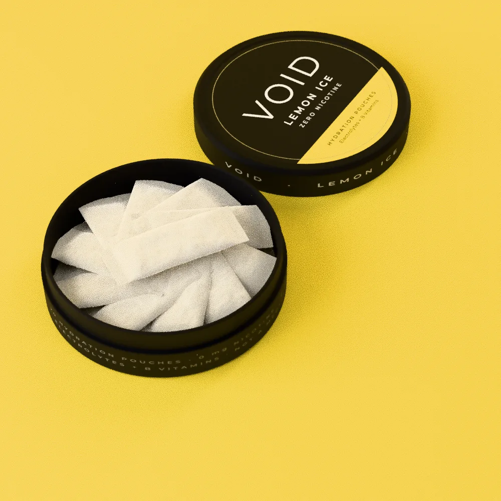 The lid set down beside the open can, soft white pouches fanned inside.